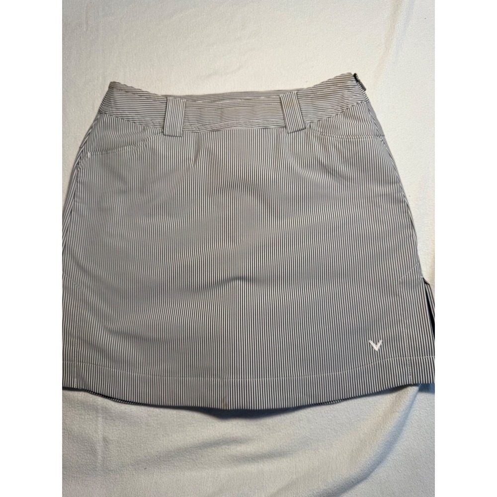 Callaway Womens Navy Blue Pinstripe Golf Skort Side Zip Performance Skirt